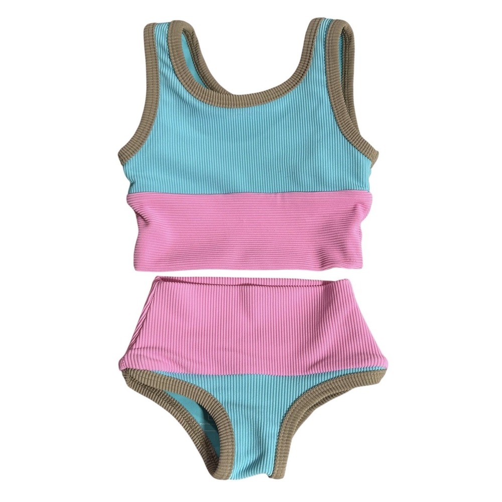 LainSnow Cotton Candy Kiawah Infant Girls 6-12 Month Two Piece Swimsuit EUC